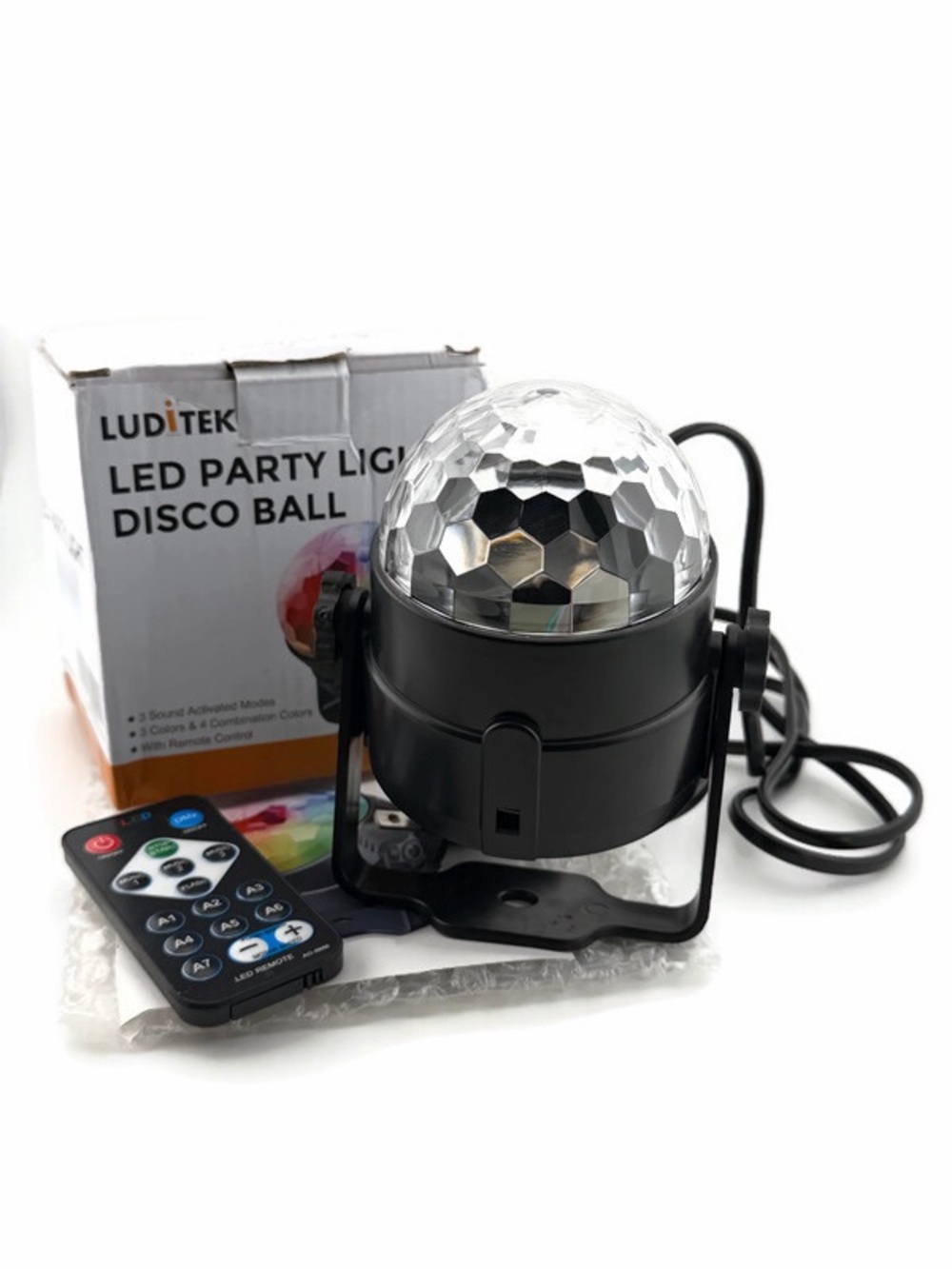 Black LED Party Light Disco Ball with Remote - Multi-Color